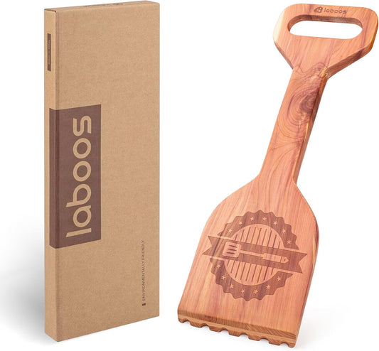Premium Cedar Grill Scraper - Wooden BBQ Grill Cleaner, Metal Bristle-Free, Ergonomic Handle, Natural Cedar Aroma, Fits Traeger Grills - Safe & Durable Barbecue Accessory