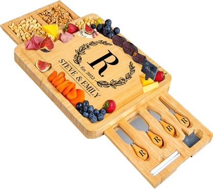 RoyalHouse Bamboo Cheese Board and Charcuterie Boards Set & Serving Tray for Meat, and Wine - Birthday Gifts for Women, Wedding Gift for Couples 2025, Bridal Shower, Housewarming Gift New Home