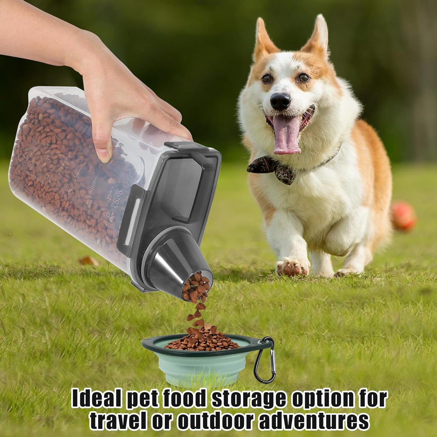 TBMAXS 2 Pack 3 Lbs Dog Cat Food Storage Containers for Travel, Portable Pet Food Storage Container, Easy-Pouring Bird Seed Dispenser, Airtight Rice Cereal Oatmeal Flour Holder -Beige