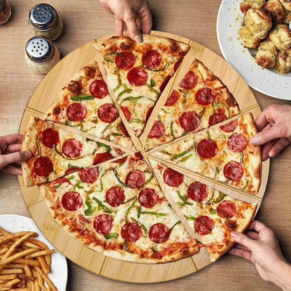 16inch Pizza Cutting Board Round Large Bamboo Wooden Prep Platter Tray