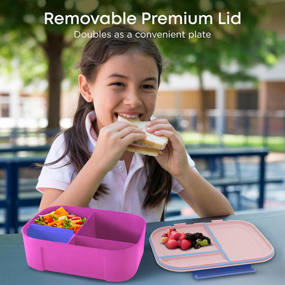 KARRICO Leakproof Lunch Box – 3-Compartment Bento Box, Cooler Pack & Adjustable Divider, Extra Large & BPA-Free – Dishwasher Safe, Ideal for On-the-Go Meals, Green