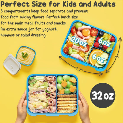 Fimibuke Bento Lunch Box for Kids with Food Jar, 3-Compartment 32OZ Snack Lunch Container, Lunch Bag, 12OZ Insulated Food Jar & Ice Pack Set for Age 3-12 School Daycare Toddler Teen Girls Boy, Fairies