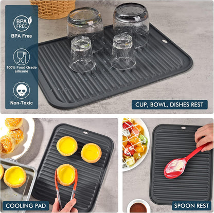 HOTEC 2-Pack Silicone Trivets, Classic Blue