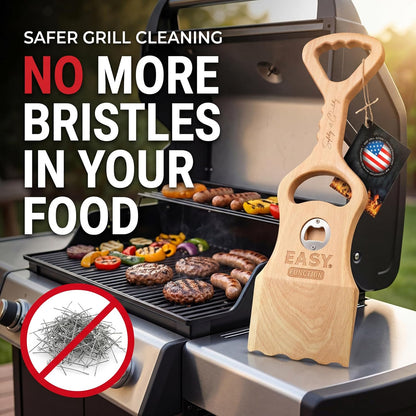 Wood Grill Scraper - Wooden BBQ Grill Brush Cleaner Alternative - Enjoy Safe & Bristle Free Barbecue