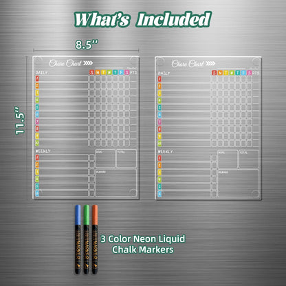 Clear Non-Magnetic Meal Planner Set for Fridge - Dry Erase Transparent Menu and List Board - Sticks to Wall, Glass, Door, Any Smooth Surfaces