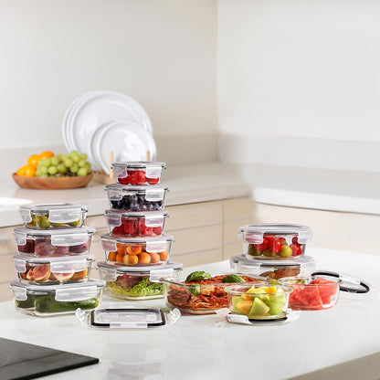 Sorbus 16pc (8 Rectangular 35oz Food Storage Containers and 8 Airtight Lids) – 4.4 Cup Glass Meal Prep Containers, Dishwasher, Freezer, and Oven Safe – Reusable Glass Food Containers for Meal Prep