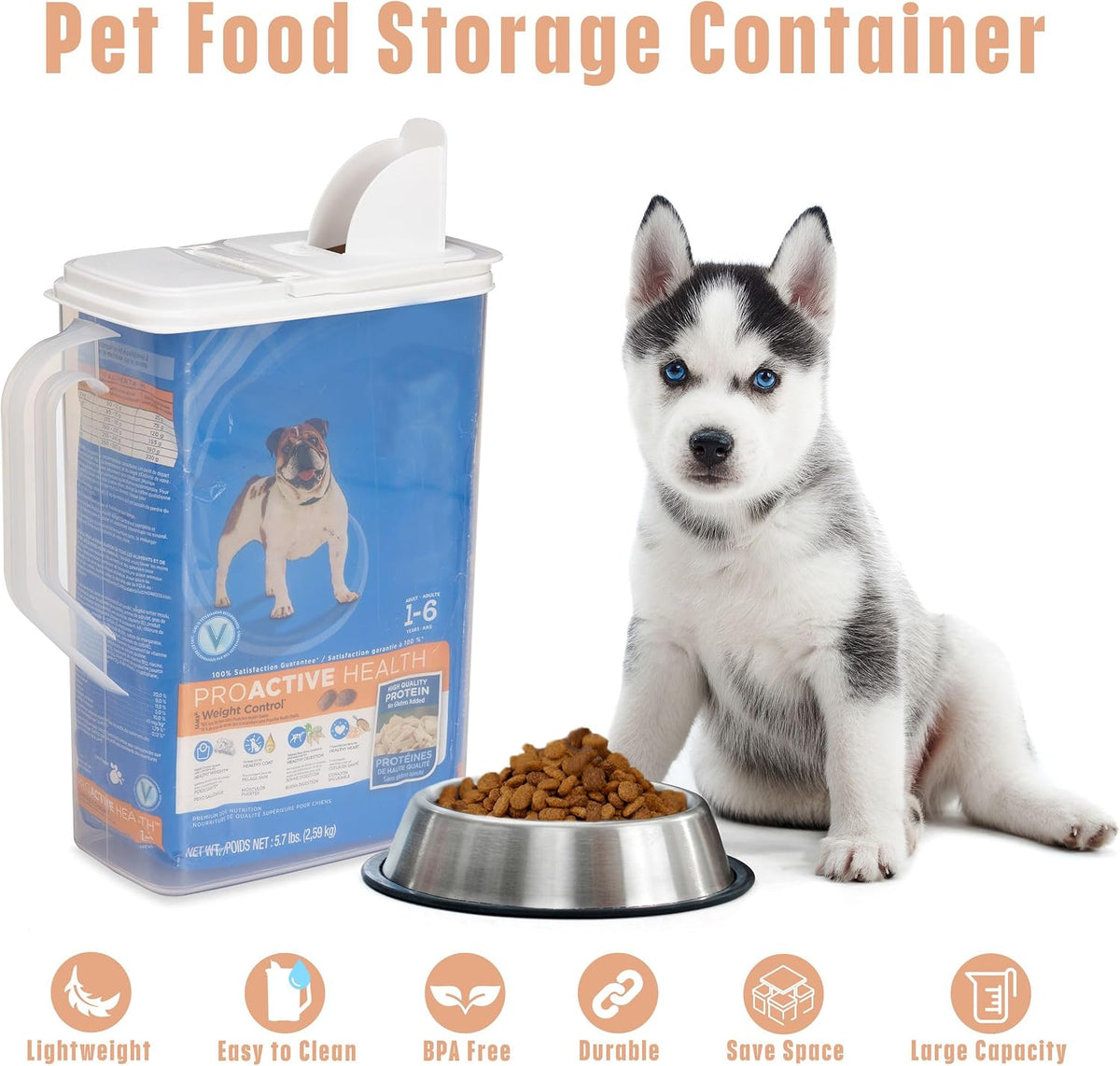 Buddeez Pet Food Storage Dispensers Plastic 4 Gallon - Airtight Flip Top for Freshness - Dry Dog Food, Cat Food or Bird Seed Plastic Containers (Set of 2)