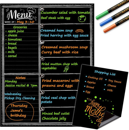 JJPRO Magnetic Dry Erase Menu and Chore Chart Blackboard for Fridge-Weekly Meal Planner Chalkboard,Behavior Chart Chalkboard for Multiple Kids with Notepad Blackboard