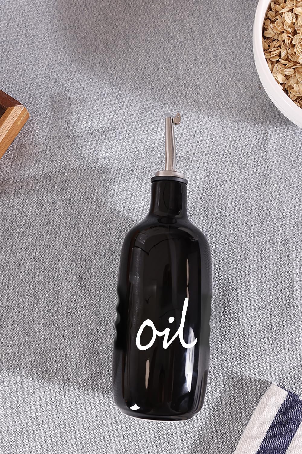 Farmhouse Ceramic Oil and Vinegar Dispenser Bottle Set (White)