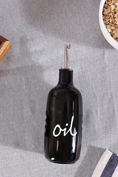Farmhouse Ceramic Oil and Vinegar Dispenser Bottle Set (White)
