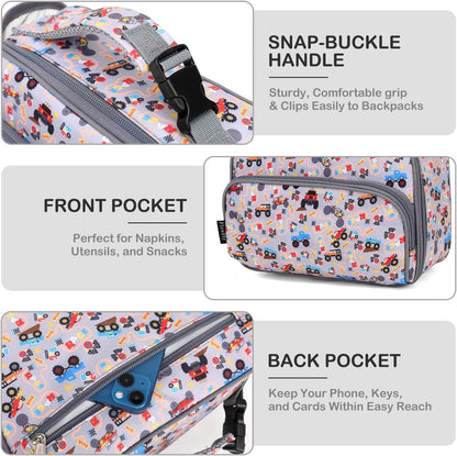 FlowFly Kids Lunch box Insulated Soft Bag Mini Cooler Back to School Thermal Meal Tote Kit for Girls, Boys, Astronaut - Colors A