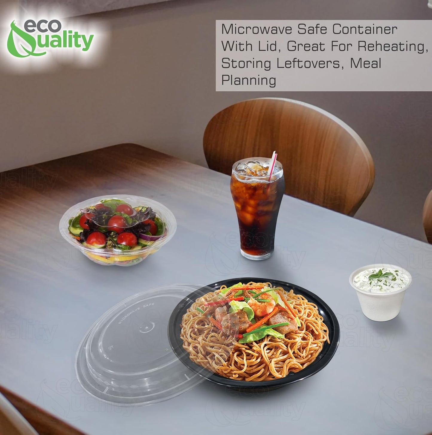 18 oz - 10 Count - Round Microwaveable Plastic Meal Prep Containers with Lids - Food Storage Container - Certified BPA-Free, Stackable, Reusable Microwave, Dishwasher, Freezer Safe, Disposable (Black)