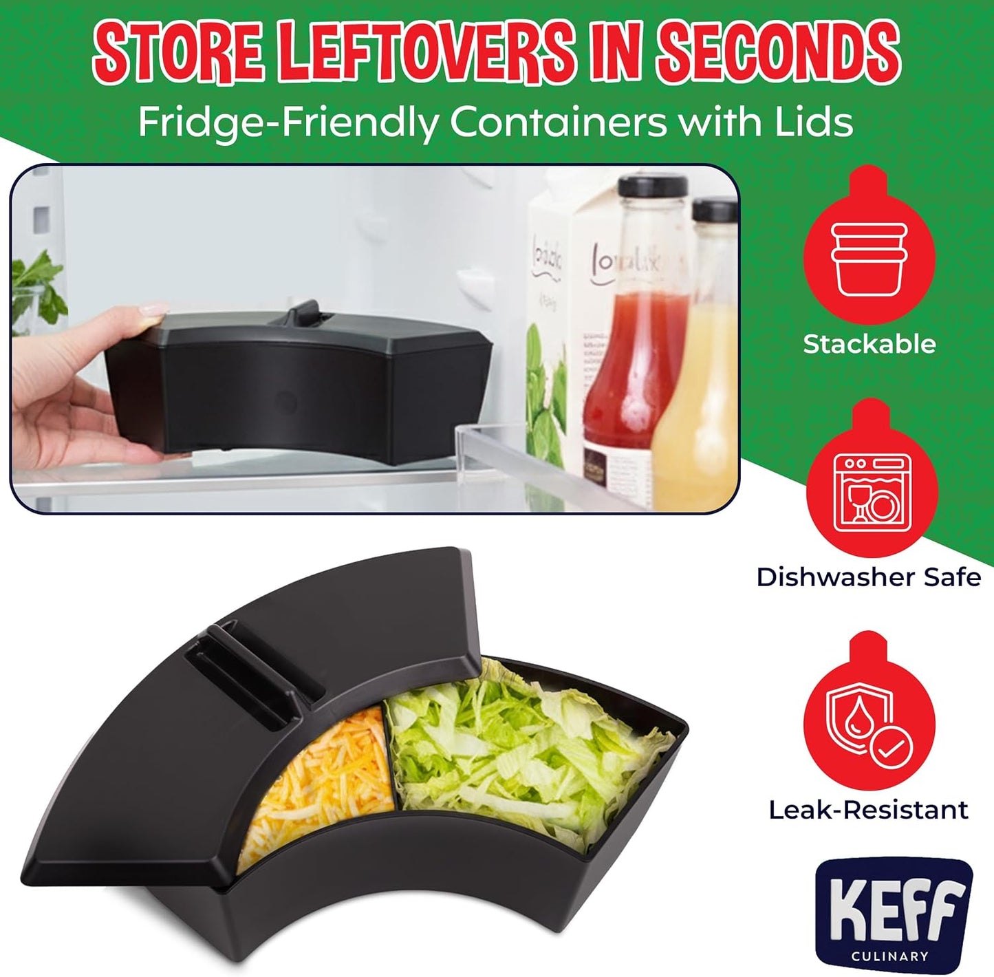 KEFF Taco Tuesday Kit - Taco Bar Serving Set for a Party, Lazy Susan Serving Dish 6 Sections, 4 Tacos Holder, Condiment Containers, Squeeze Bottles, Tongs, Recipes & Instructions - Tailgate Essentials