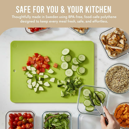 Linden Sweden Flexible Cutting Board 2-Pack - Lays Flat for Secure Work Surface - Extra-Thick for Durability - BPA-Free and Food-Safe (Red)
