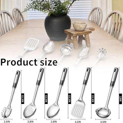 Stainless Steel Cooking Spoon Set, Serving,Slotted & Ladle