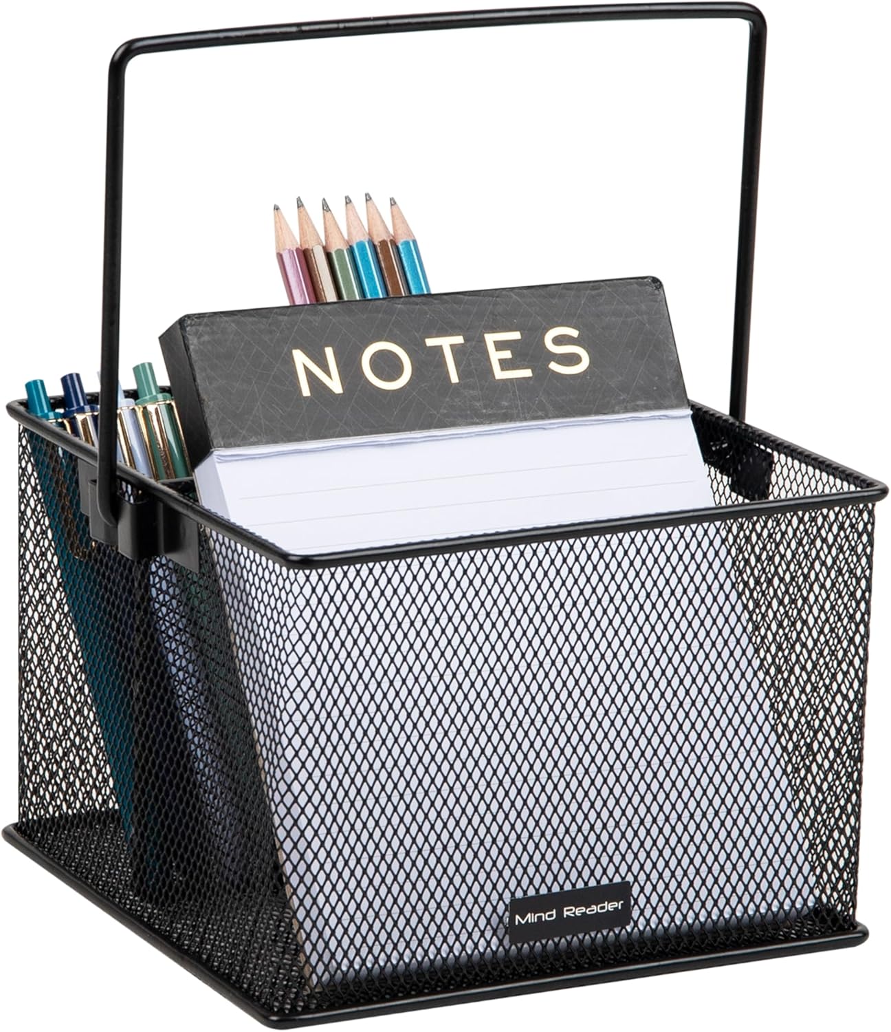 Mind Reader Utensil Holder, Silverware and Napkin Caddy, Outdoor Utensil Organizer, Metal Mesh, 7"L x 7"W x 5"H, Set of 2, Black