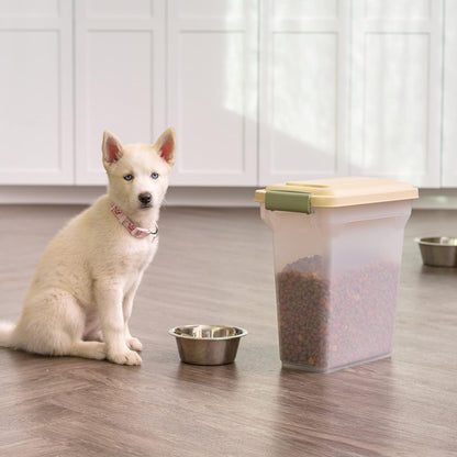 IRIS USA Dog Food Storage Container, Airtight Lid, 2-Cup Scoop, Up to 13 Pounds Pet Food Storage, Versatile Pet Food Bin, Treats, BPA Free, Dark Gray