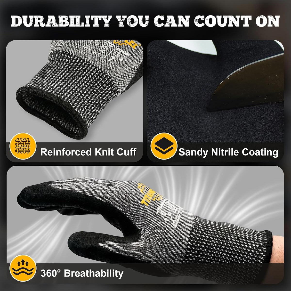 TitanFlex A5 Cut Resistant Gloves, Extreme Protection, Sandy Nitrile Grip