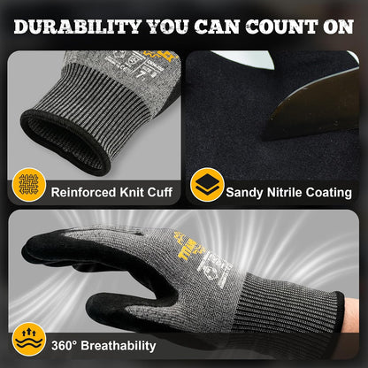 TitanFlex A5 Cut Resistant Gloves, Extreme Protection, Sandy Nitrile Grip