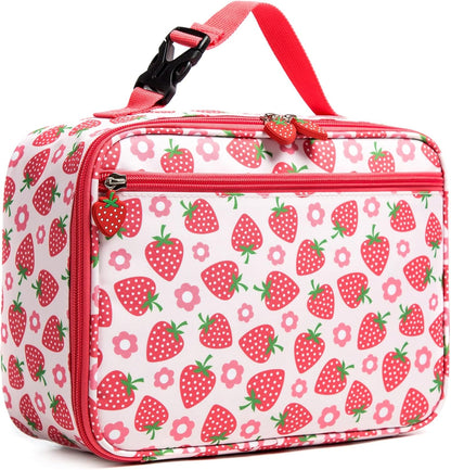 Insulated Kids Dual Compartment Lunch Bags Tote for Girls Boys Toddler School Picnic Food Cooler Thermal with Strap Lunch Boxes Blue Unicorn