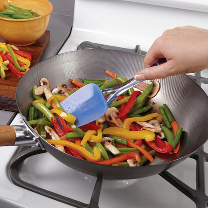 Wilton Easy Flex Silicone Spatula Set - Your Versatile Tools for Mixing, Folding, Scraping, Cooking, Frosting and Serving, Blue, 3-Piece