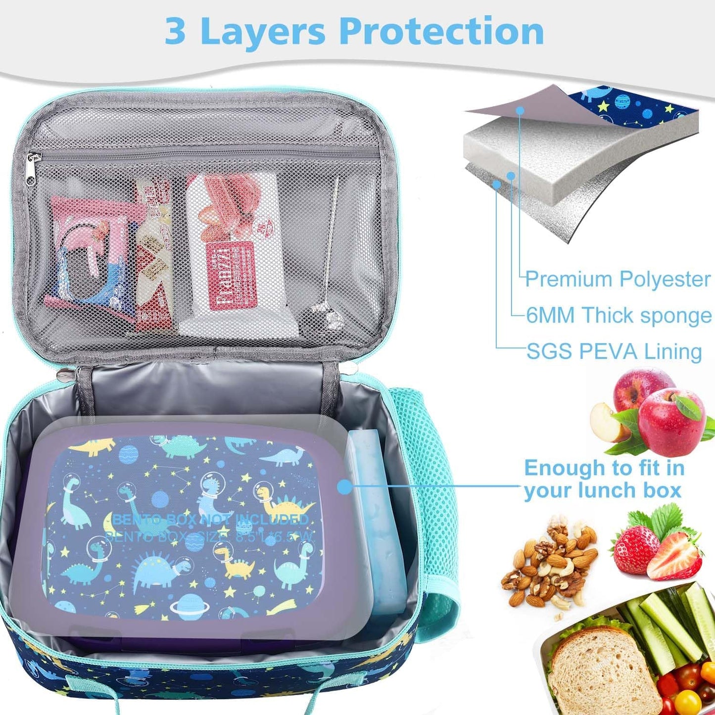RHCPFOVR Kids Lunch Bag - Insulated Lunch Box for Boys Girls,Washable Lunch Bag and Reusable Toddler Leak-proof Lunchbox for School and Daycare - Colors B