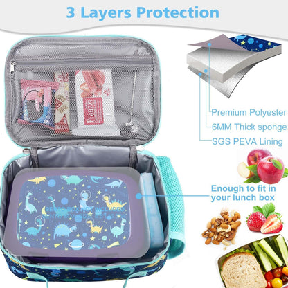 RHCPFOVR Kids Lunch Bag - Insulated Lunch Box for Boys Girls,Washable Lunch Bag and Reusable Toddler Leak-proof Lunchbox for School and Daycare - Colors B