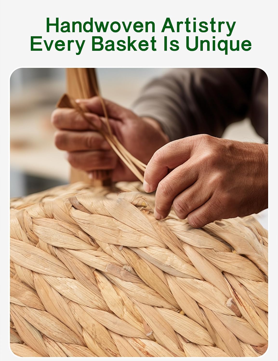 VerdantVibes Woven Wall Hanging Basket – 3-Tier Natural Water-Hyacinth Organizer for Boho Farmhouse Decor, Kitchen & Home Storage (37.4" x 11.2", Folds Flat)