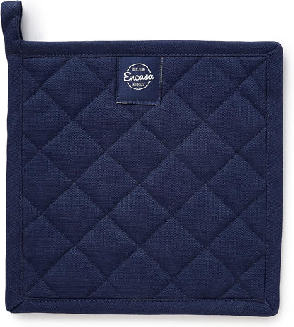 Encasa XO Pot Holders, Quilted Kitchen Hot Pads 8"x8" Black