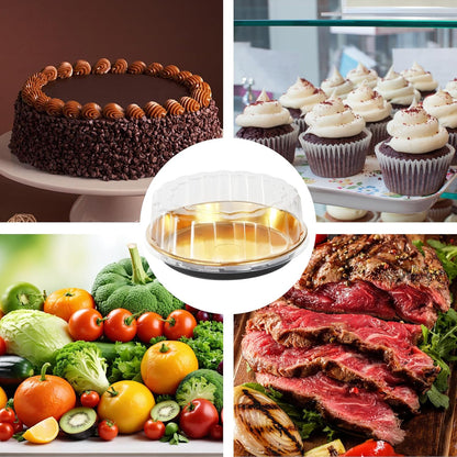 5pcs Round Cake Pies Carriers 11 Inch Plastic Disposable Cake Containers with Dome Lids Clear Bundt Cake Boxes Sandwich Trays