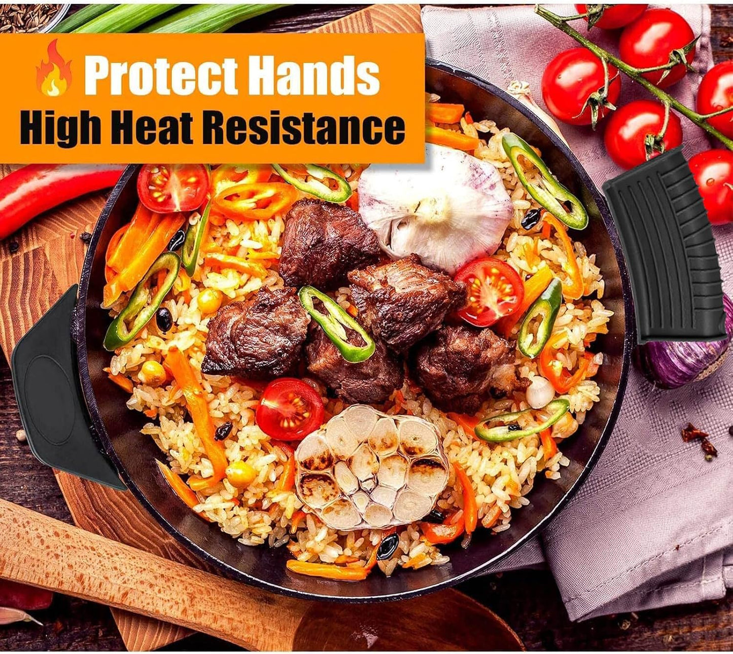 10Pcs Cast Iron Handle Cover, Silicone Pot Holders
