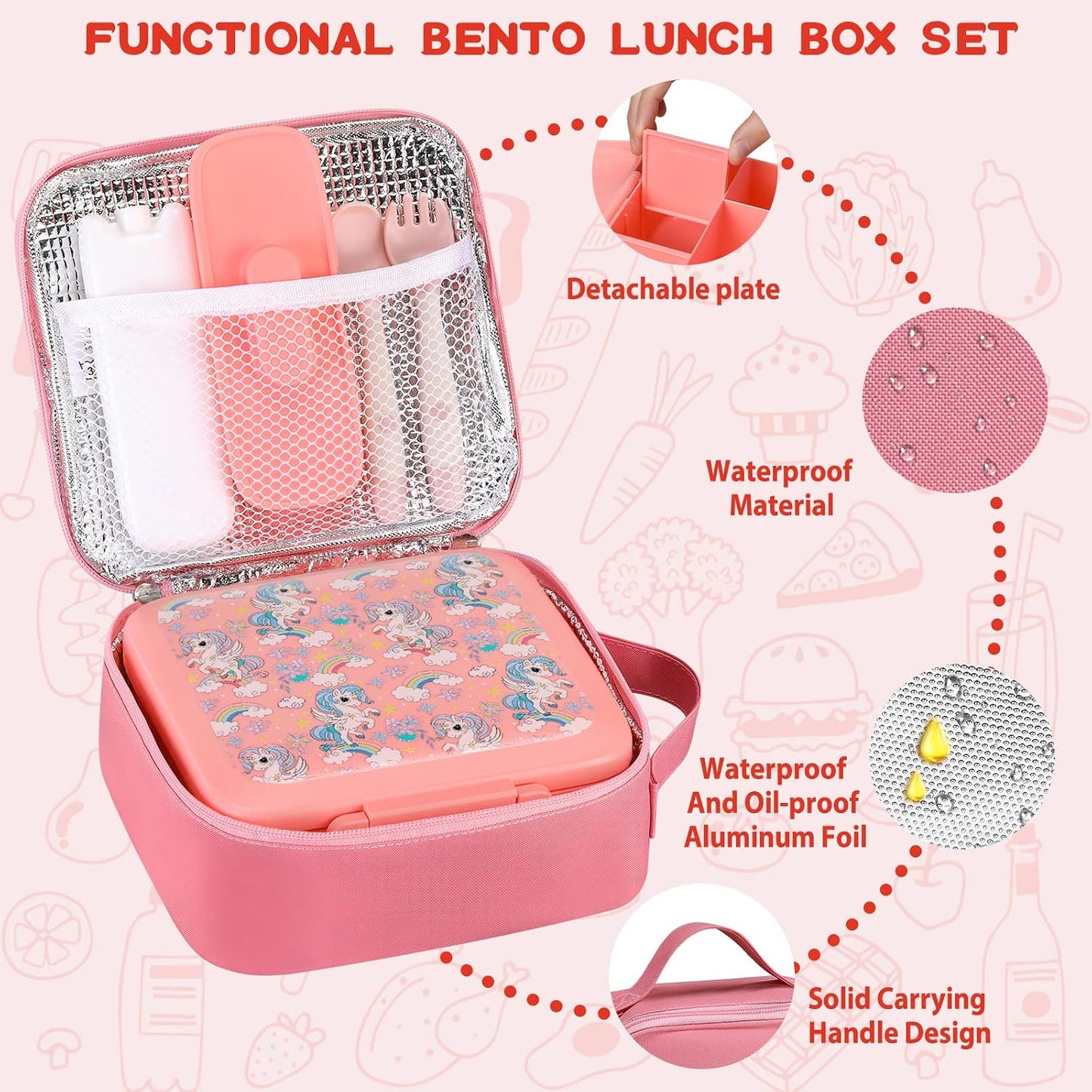 JXXM Bento Lunch Box for Kids With 8oz Soup thermo,Leak-proof Lunch Containers with 5 Compartment,thermo Food Jar and Lunch Bag, Food Containers for School (A-Blue(Extreme Locomotive))