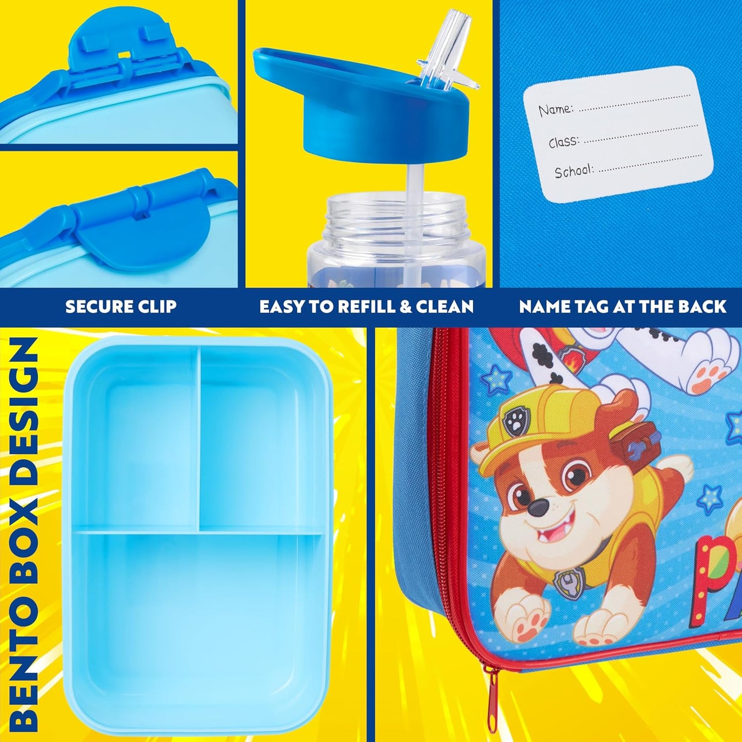 Get Trend SpongeBob Squarepants Water Bottle Lunch Box Lunch Bag Kids Set 3 Pcs Insulated Snack Bag for School Travel Gifts for Kids (Blue SpongeBob)