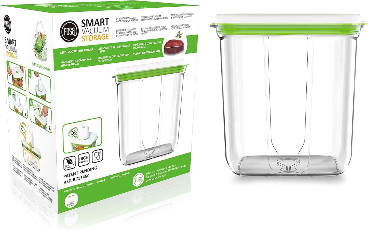 FOSA Vacuum Seal Containers (3-Pack, 34oz) – Airtight Food Storage Containers for Freshness | BPA-Free, Dishwasher Safe | Ideal for Meal Prep, Leftovers, Dry Goods (Pump Sold Separately)