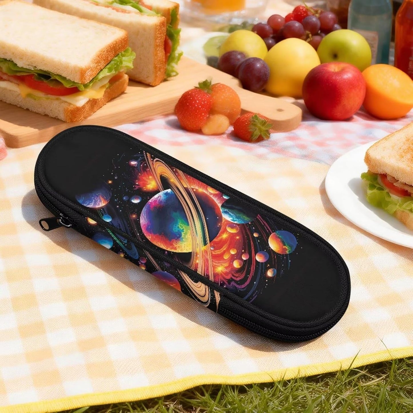 Travel Cutlery Set with Case for Kids Portable Utensil Case Reusable Silverware Pouch for School Travel Lunch Capybara Flower