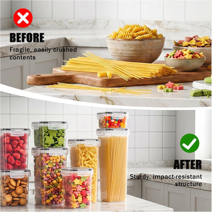 24 PCS Airtight Food Storage Containers with Lids, BPA Free Clear Plastic Kitchen and Pantry Organization and Storage Set for Flour, Sugar, Cereal, Pasta, Includes 24 Labels and Marker