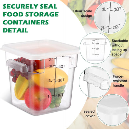 Yungyan 6 Pcs Commercial Clear Food Storage Containers 4 Qt Square Acrylic Airtight Food Storage Containers with Lids for Kitchen Restaurant Pantry Freezer Flour Sugar(Red)