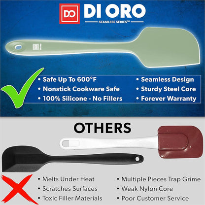 DI ORO Silicone Spatula Set - Rubber Kitchen Spatulas for Baking, Cooking, & Mixing - 600°F Heat-Resistant & BPA Free Silicone Scraper Spatulas for Nonstick Cookware - Dishwasher Safe (3pc, Black)