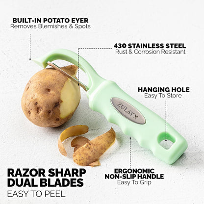 Zulay Kitchen Premium Potato Peeler, Vegetable Peeler for Kitchen, Black