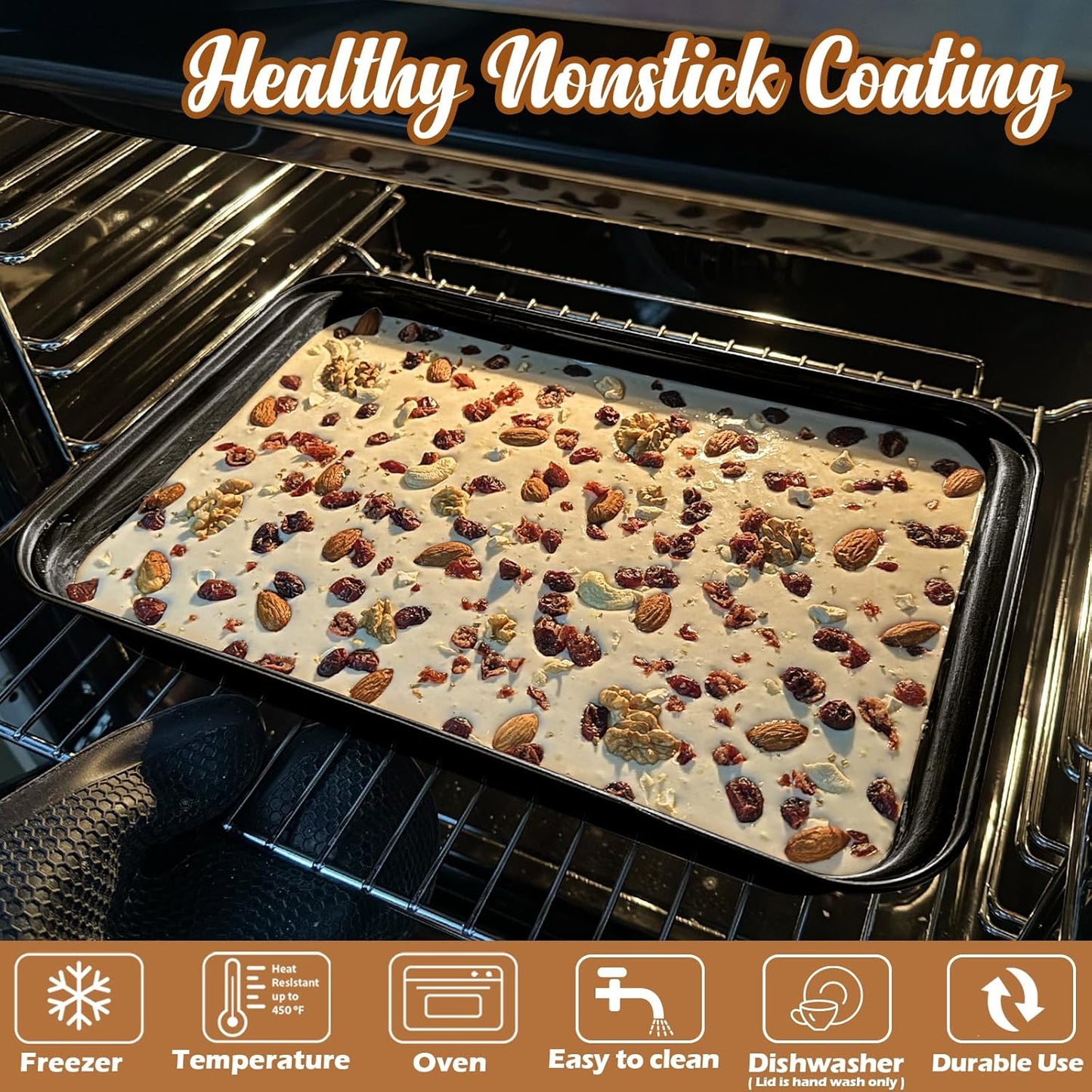 Webake 9x13 Inch Baking Pan with Lid and Handle, Non-Stick Cake Pan 2-Piece Set Rectangle Cake Carrier for Transport & Serve