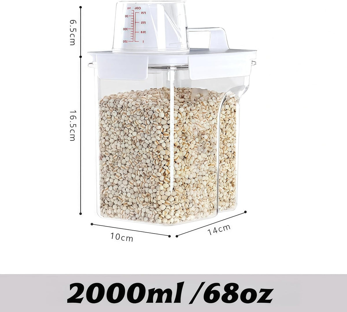 Airtight Food Storage Canisters with Measuring Cup - Ideal for Cereal, Flour & Sugar | Kitchen Pantry Organization Containers, Dry Food Storage (2800ml)