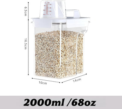 Airtight Food Storage Canisters with Measuring Cup - Ideal for Cereal, Flour & Sugar | Kitchen Pantry Organization Containers, Dry Food Storage (2800ml)