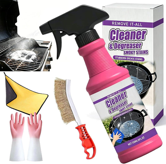Fast-Acting Heavy-Duty Grill Degreaser Spray, No-stick BBQ Grill Cleaner Spray for Outdoor Grills, Heavy Duty Degreaser Cleaner for Grease, Oil, Burnt Food, Oven, Kitchen (2pc)