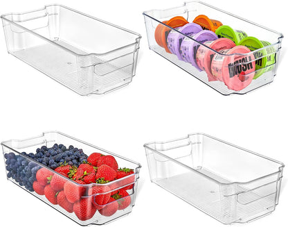 Lifemaster Pantry Organizers and Storage Bins - Stackable Clear Bins for Kitchen and Freezer, Snack Pantry Organizer, Refrigerator Storage Solutions, Multi-Purpose Kitchen Storage Bins - 2 pack