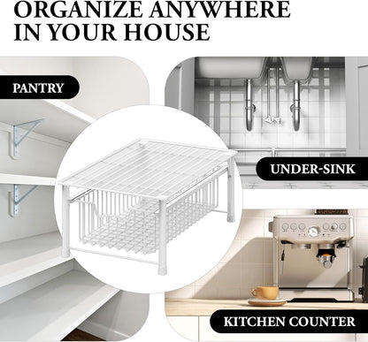 Simple Houseware Stackable Basket Drawer, Chrome