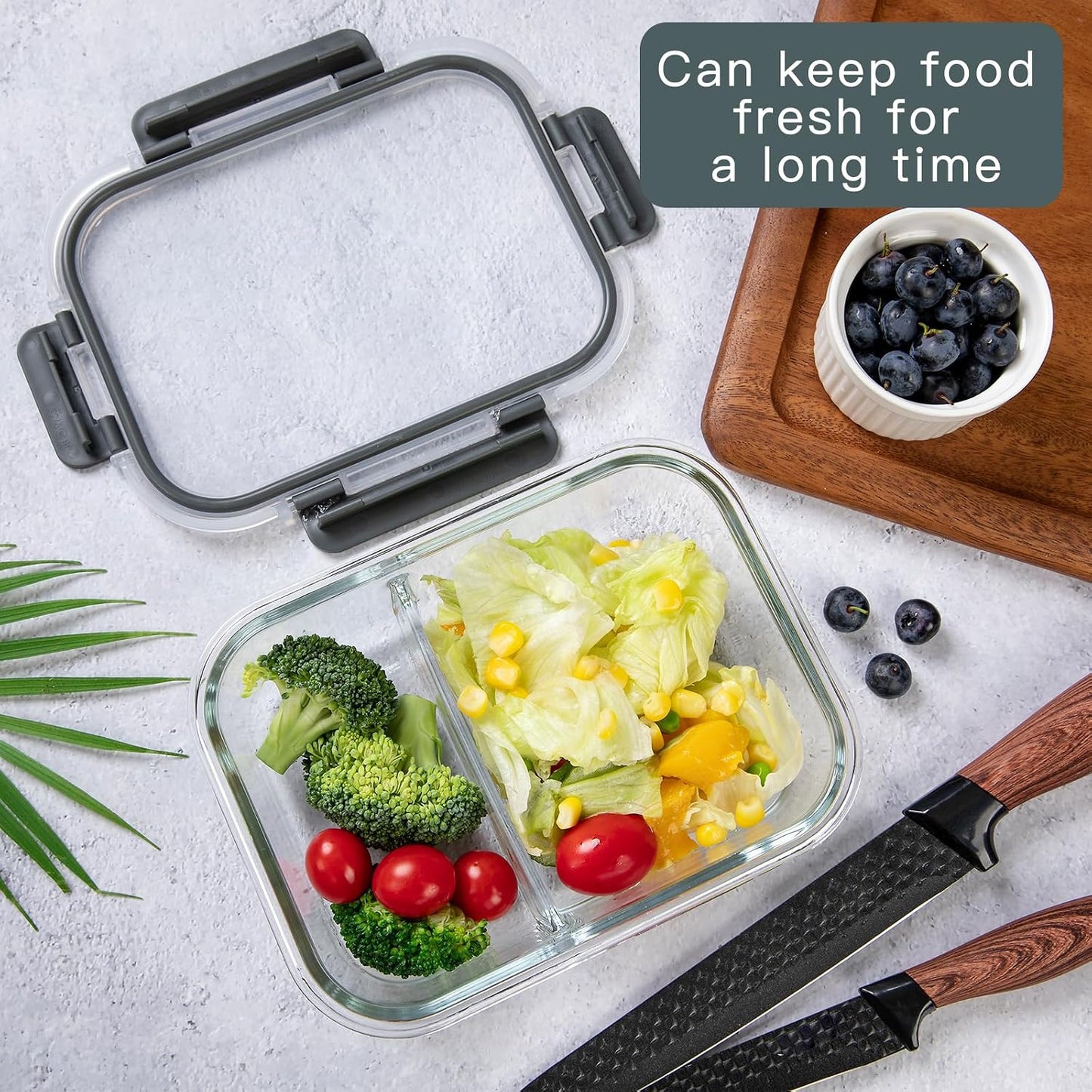 TYKOON AISOON 5 Pack Glass Meal Prep Containers with Upgraded Snap Locking Lids, 36oz Glass Food Storage Containers 2 Compartment Set, Airtight & Leakproof – Microwave, Oven, Freezer Safe (36oz)