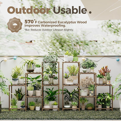 Bamworld Plant Stand Indoor Plant Shelf Outdoor Wood Plant Rack