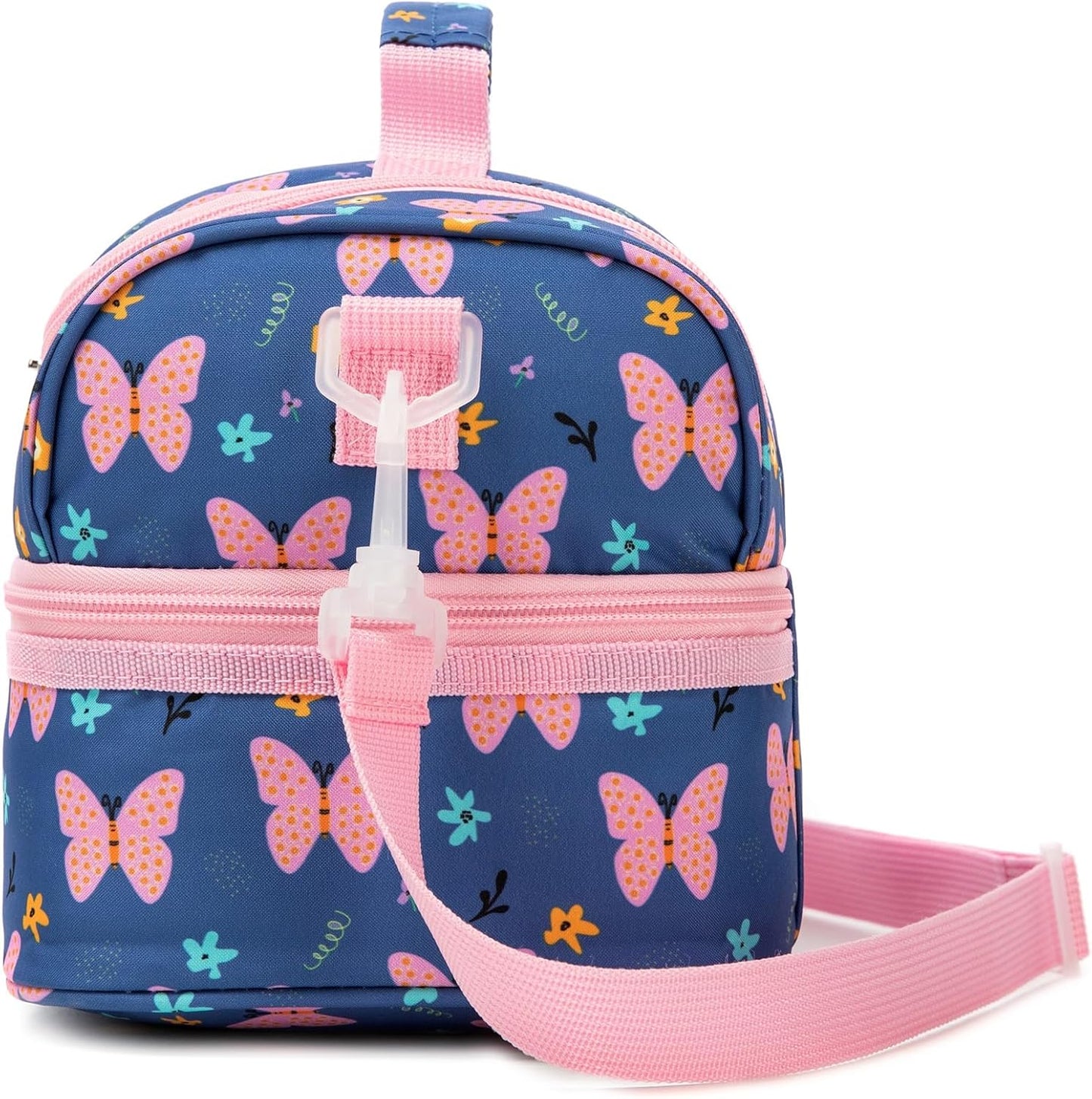 Insulated Kids Dual Compartment Lunch Bags Tote for Girls Boys Toddler School Picnic Food Cooler Thermal with Strap Lunch Boxes Blue Unicorn