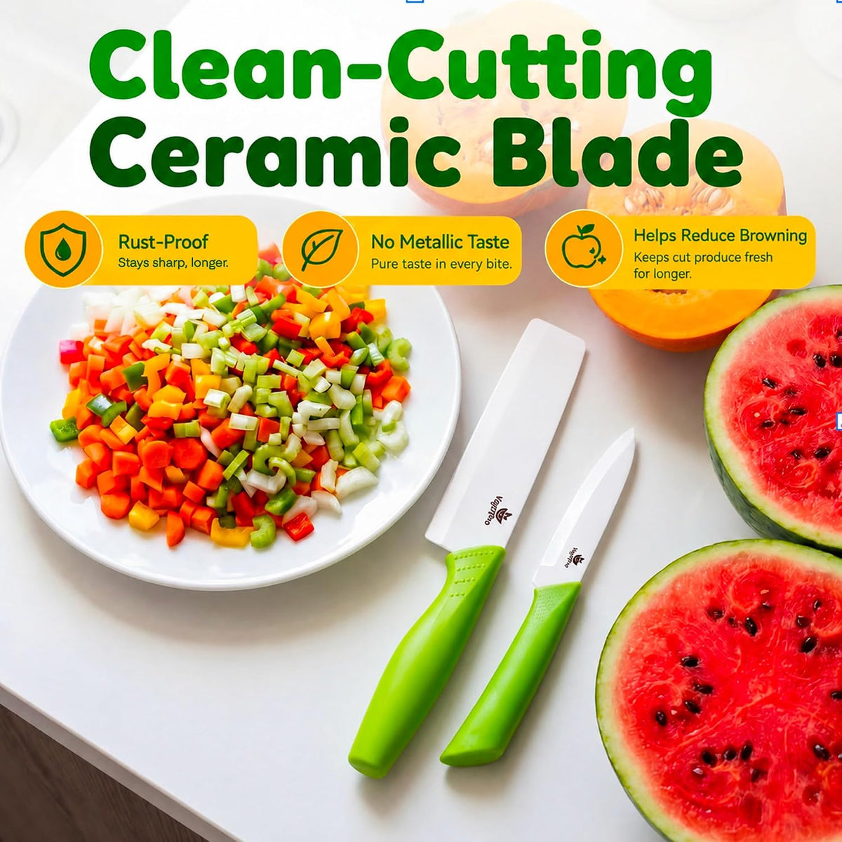 Ceramic Knife Set, 2 Piece, 6 and 4 Inch Sharp Kitchen Blades