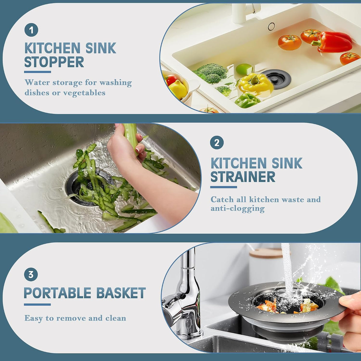 TGOSOMT Kitchen Sink Drain Strainer Stopper